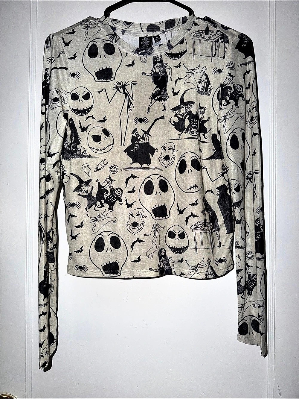 Disney The Nightmare Before Christmas Allover Character Sketch Mesh Long Sleeve